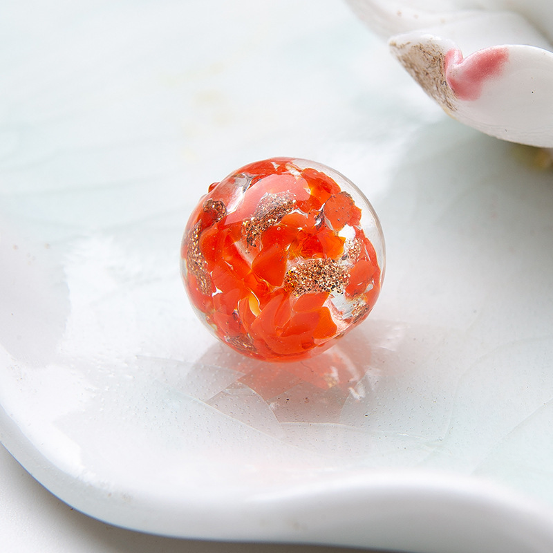 Cuentas de arena de oro de vidrio de flor roto de 100 piezas al por mayor